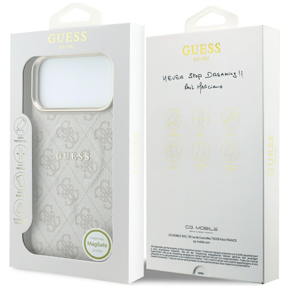 Guess iPhone 17 Pro/iPhone 18 Pro Deksel 4G Embossed MagSafe Rosa