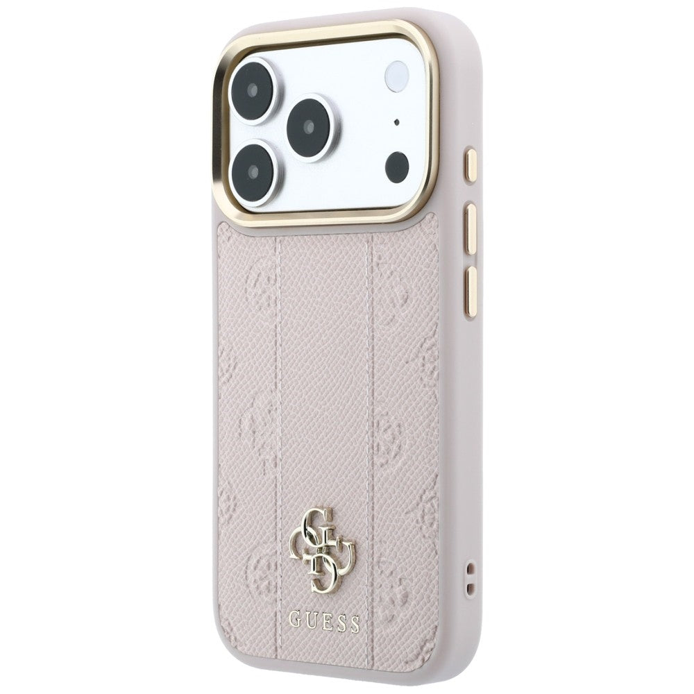 Guess iPhone 17 Pro Max/iPhone 18 Pro Max Deksel Stripe Peony 4G Logo Rosa