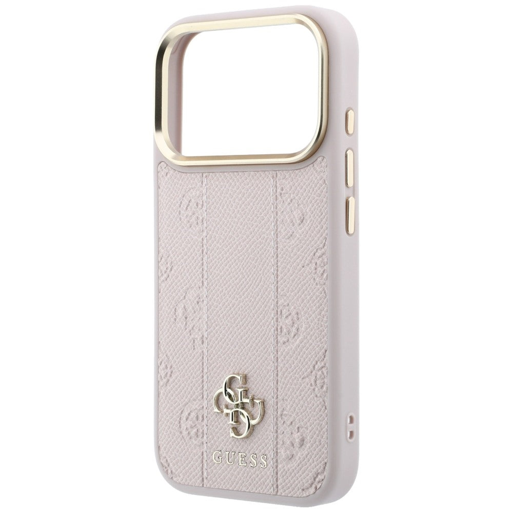 Guess iPhone 17 Pro Max/iPhone 18 Pro Max Deksel Stripe Peony 4G Logo Rosa