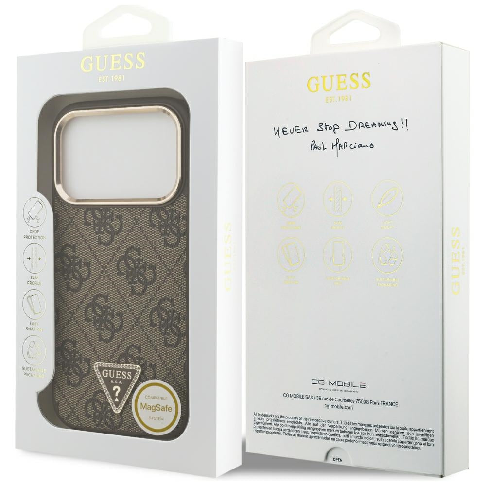 Guess iPhone 17 Pro/iPhone 18 Pro Deksel 4G Triangle MagSafe Brun