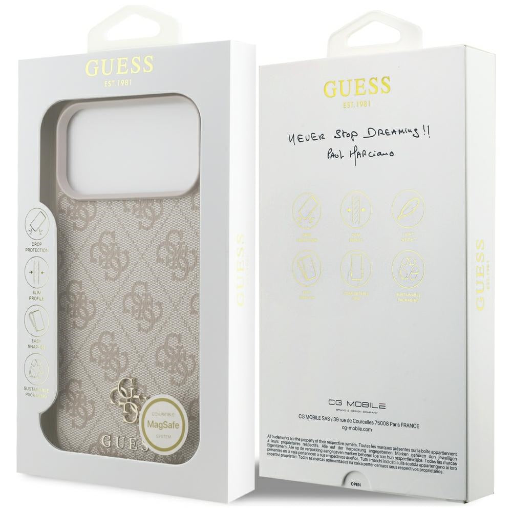 Guess iPhone 17 Pro Max/iPhone 18 Pro Max Deksel 4G Classic Logo Small Rosa