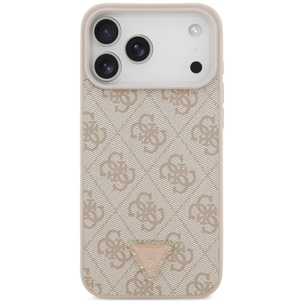 Guess iPhone 17 Pro Max/iPhone 18 Pro Max Deksel 4G Triangle Strass Rosa