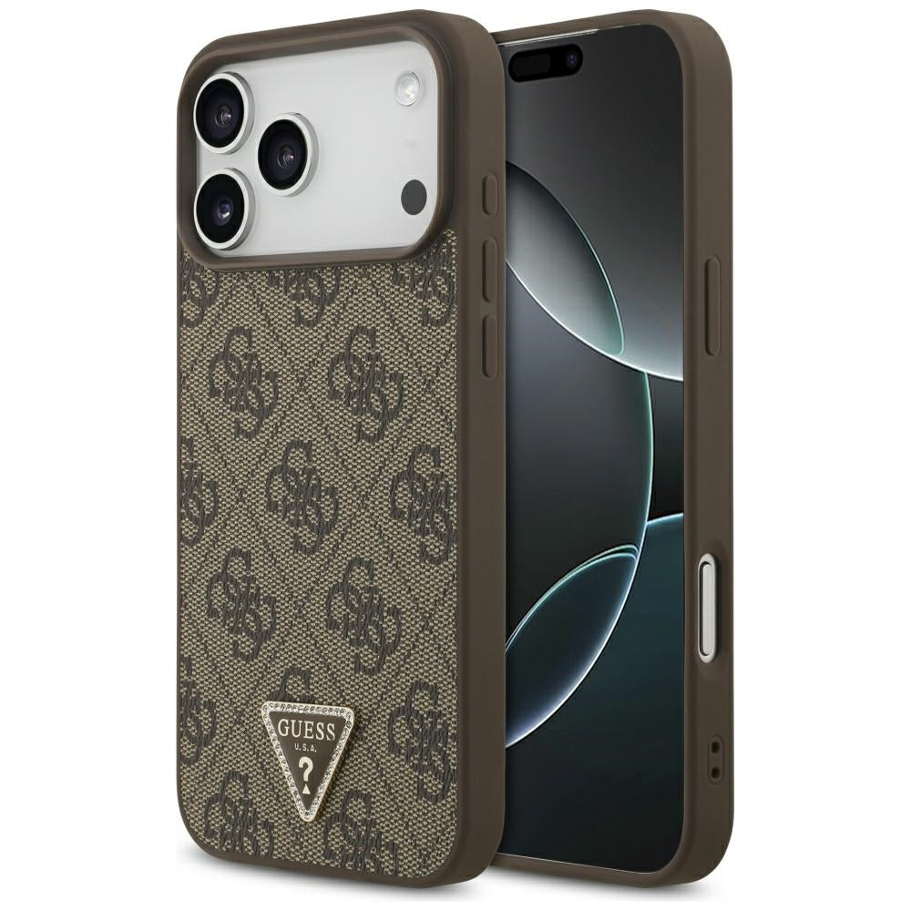 Guess iPhone 17 Pro Max/iPhone 18 Pro Max Deksel 4G Triangle Strass Brun