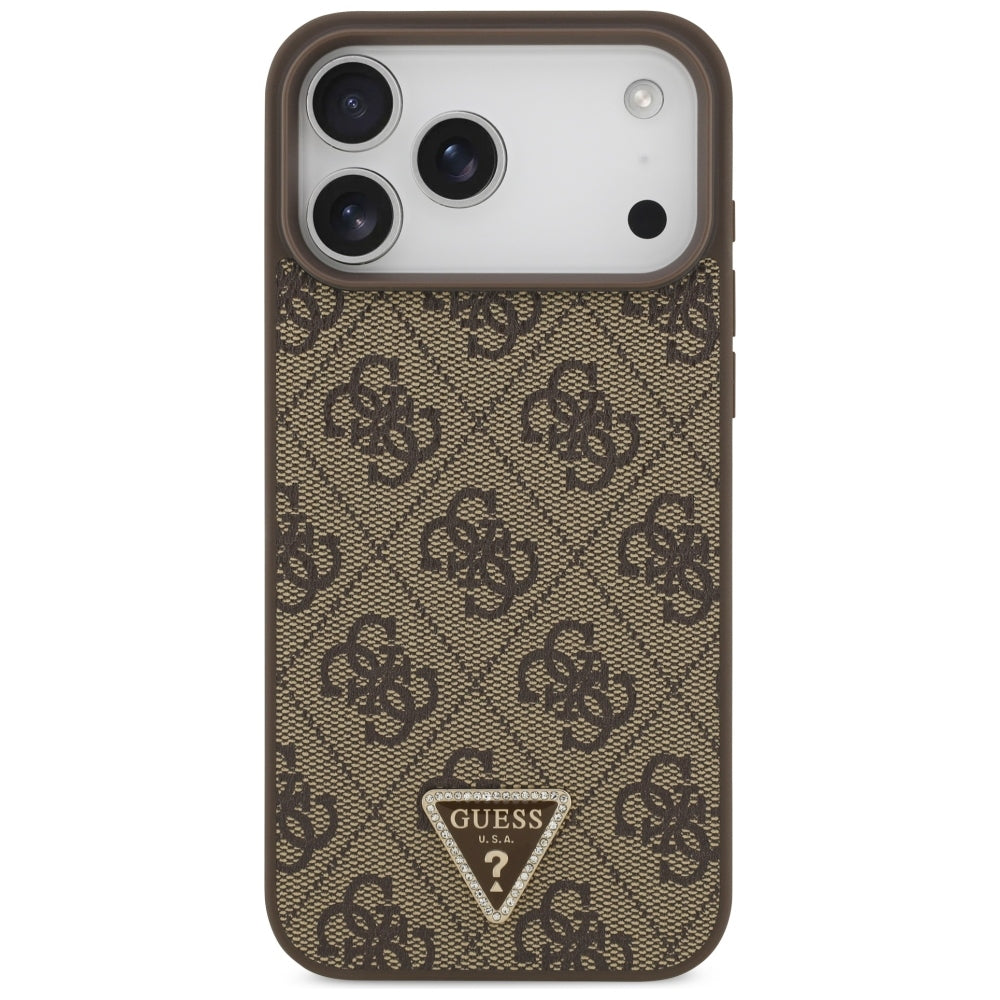 Guess iPhone 17 Pro Max/iPhone 18 Pro Max Deksel 4G Triangle Strass Brun