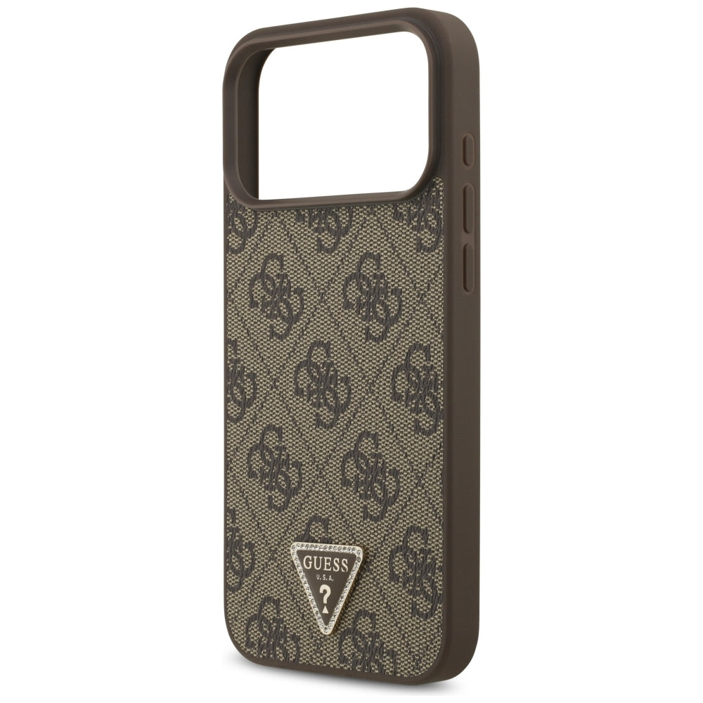 Guess iPhone 17 Pro Max/iPhone 18 Pro Max Deksel 4G Triangle Strass Brun