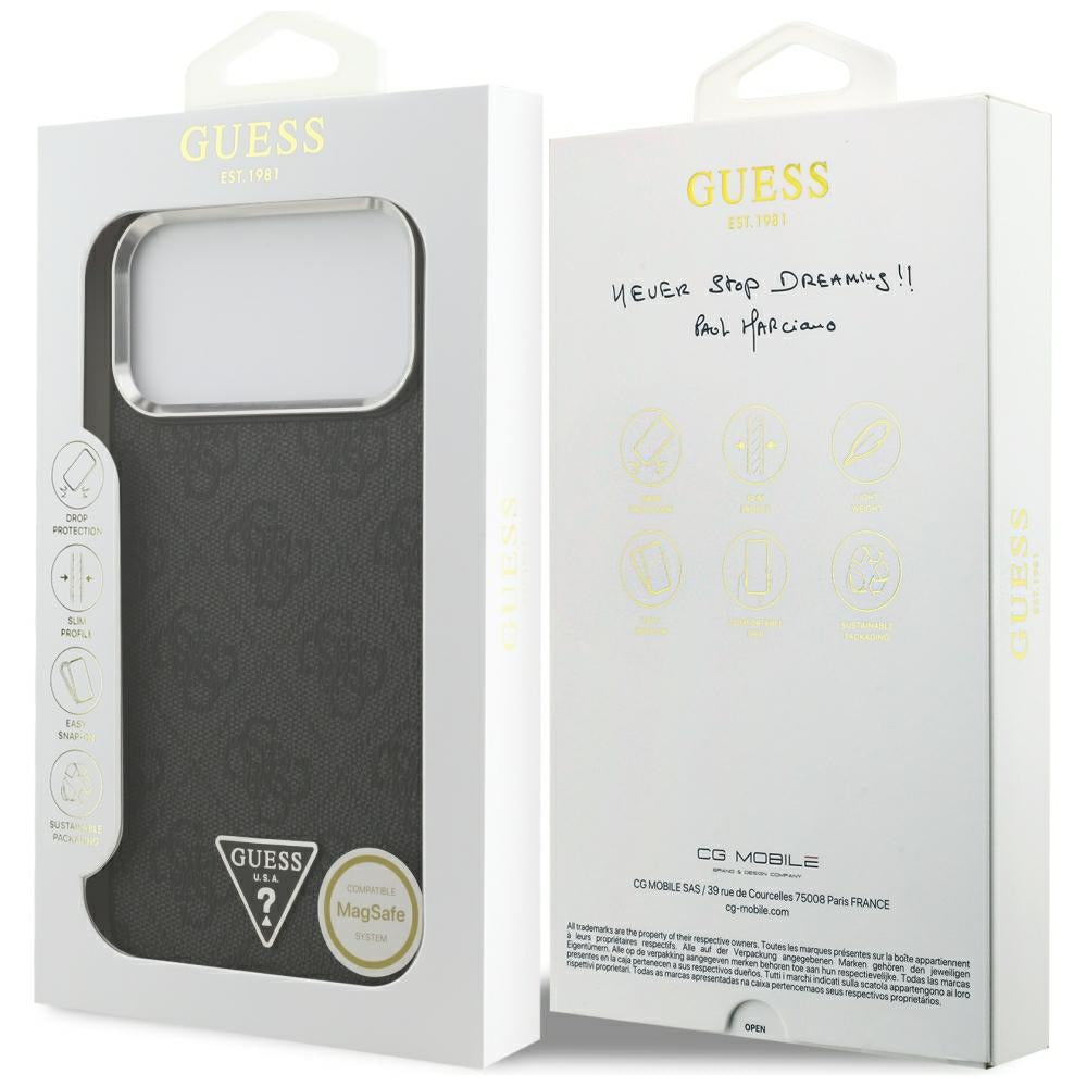 Guess iPhone 17 Pro Max/iPhone 18 Pro Max Deksel 4G Triangle MagSafe Svart