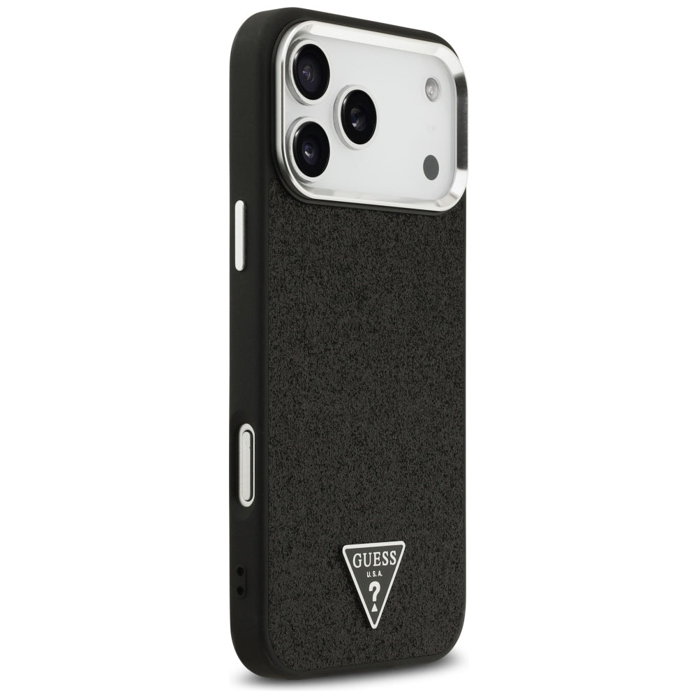 Guess iPhone 17 Pro Max/iPhone 18 Pro Max Deksel Glitter Triangle Logo Svart