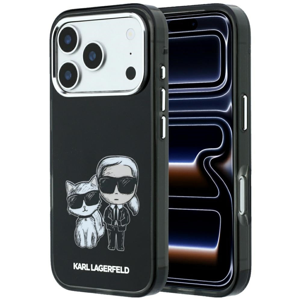 Karl Lagerfeld iPhone 17 Pro/iPhone 18 Pro Deksel Smooth Karl & Choupette Sketch Svart