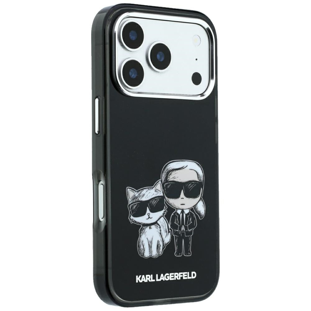 Karl Lagerfeld iPhone 17 Pro/iPhone 18 Pro Deksel Smooth Karl & Choupette Sketch Svart