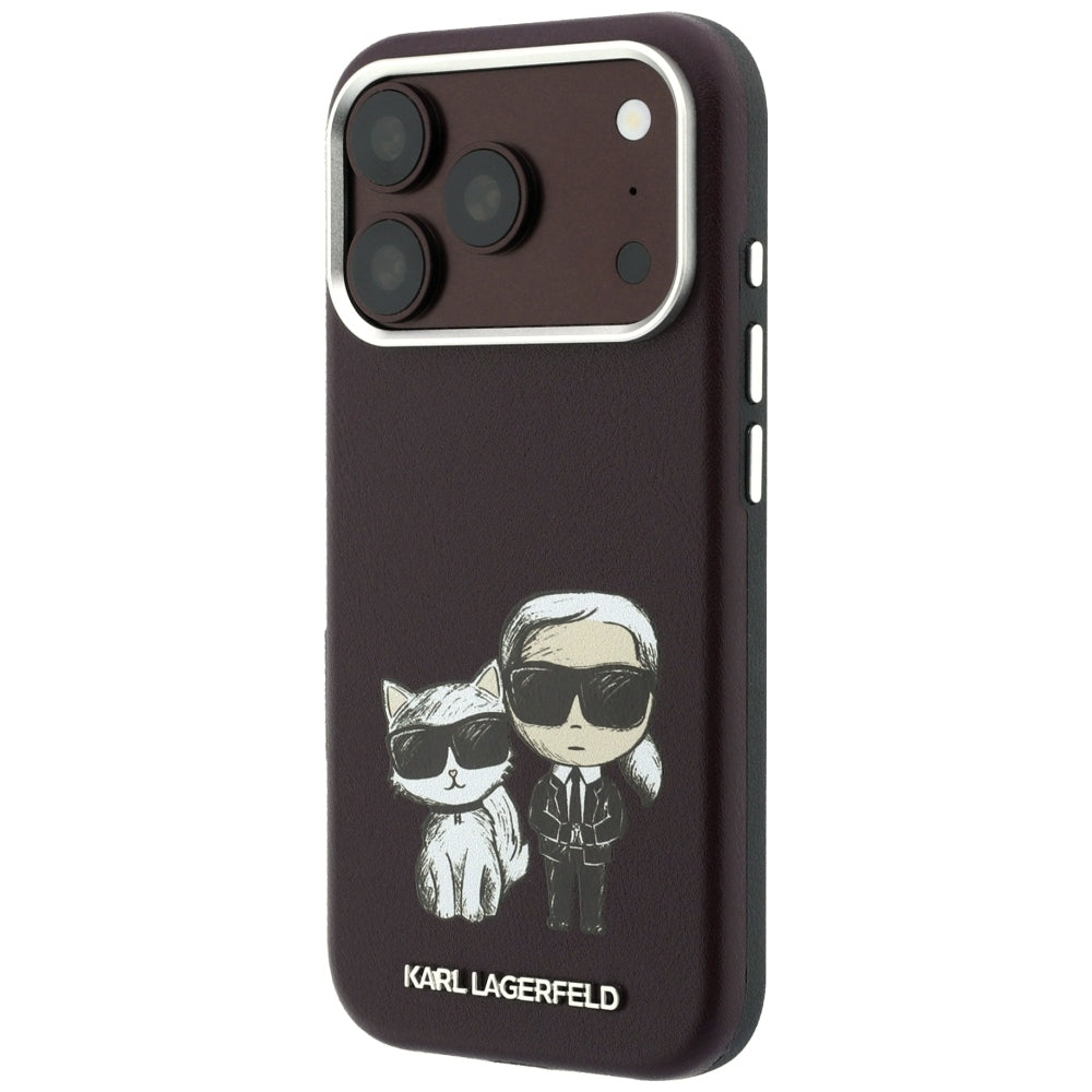 Karl Lagerfeld iPhone 17 Pro/iPhone 18 Pro Deksel Smooth Karl & Choupette Sketch Burgunder