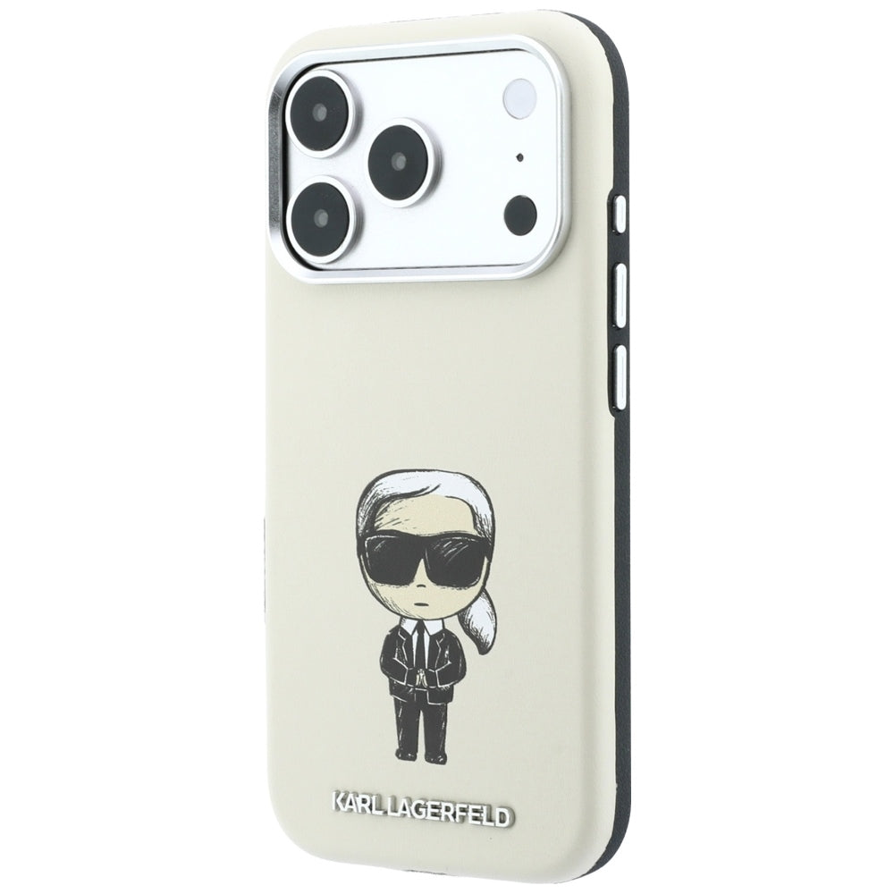 Karl Lagerfeld iPhone 17 Pro/iPhone 18 Pro Deksel Smooth Ikonik Sketch Beige