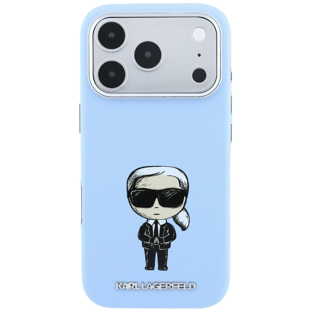 Karl Lagerfeld iPhone 17 Pro/iPhone 18 Pro Deksel Smooth Ikonik Sketch Blå