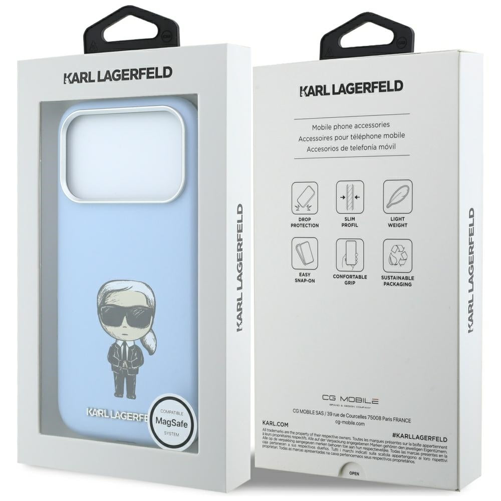 Karl Lagerfeld iPhone 17 Pro/iPhone 18 Pro Deksel Smooth Ikonik Sketch Blå