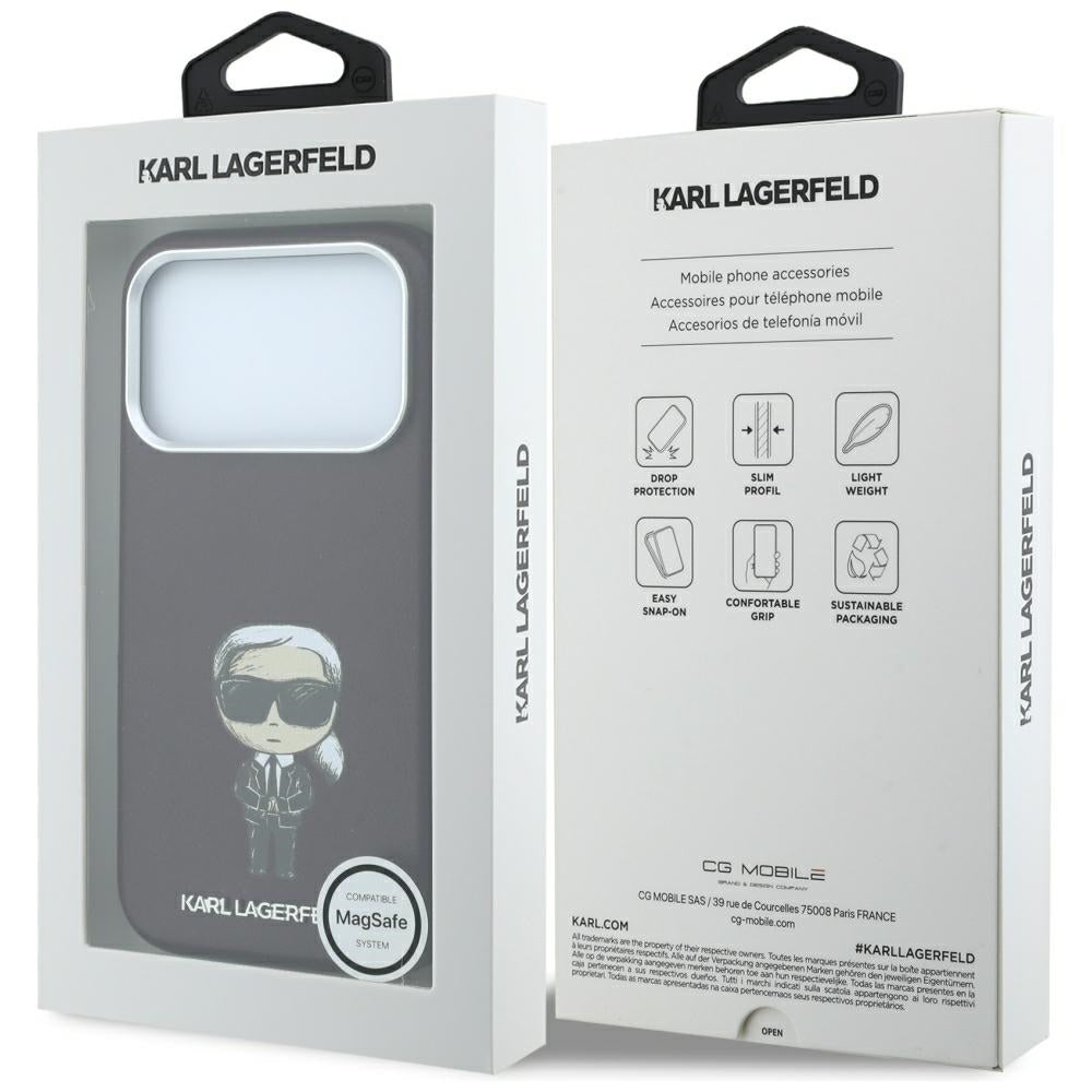 Karl Lagerfeld iPhone 17 Pro/iPhone 18 Pro Deksel Smooth Ikonik Sketch Burgundy