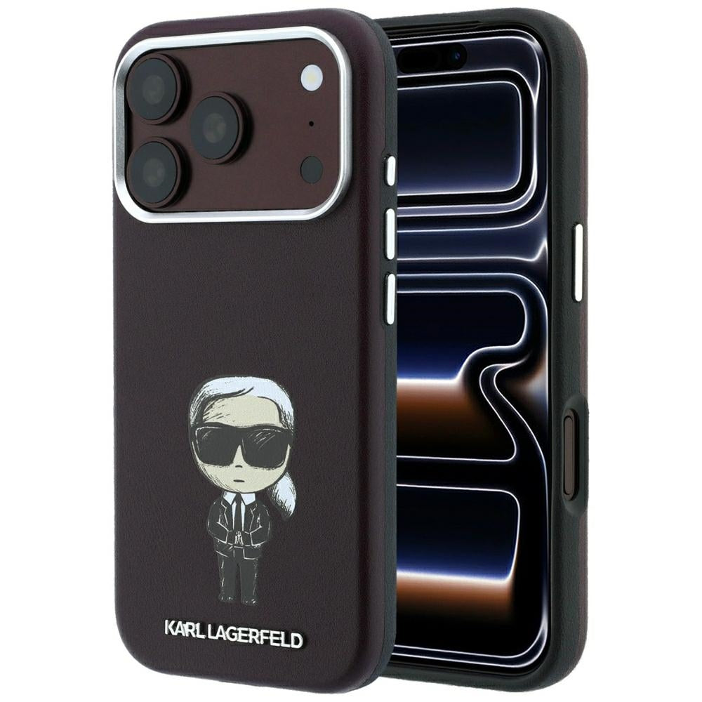 Karl Lagerfeld iPhone 17 Pro Max/iPhone 18 Pro Max Deksel Smooth Ikonik Sketch Burgundy