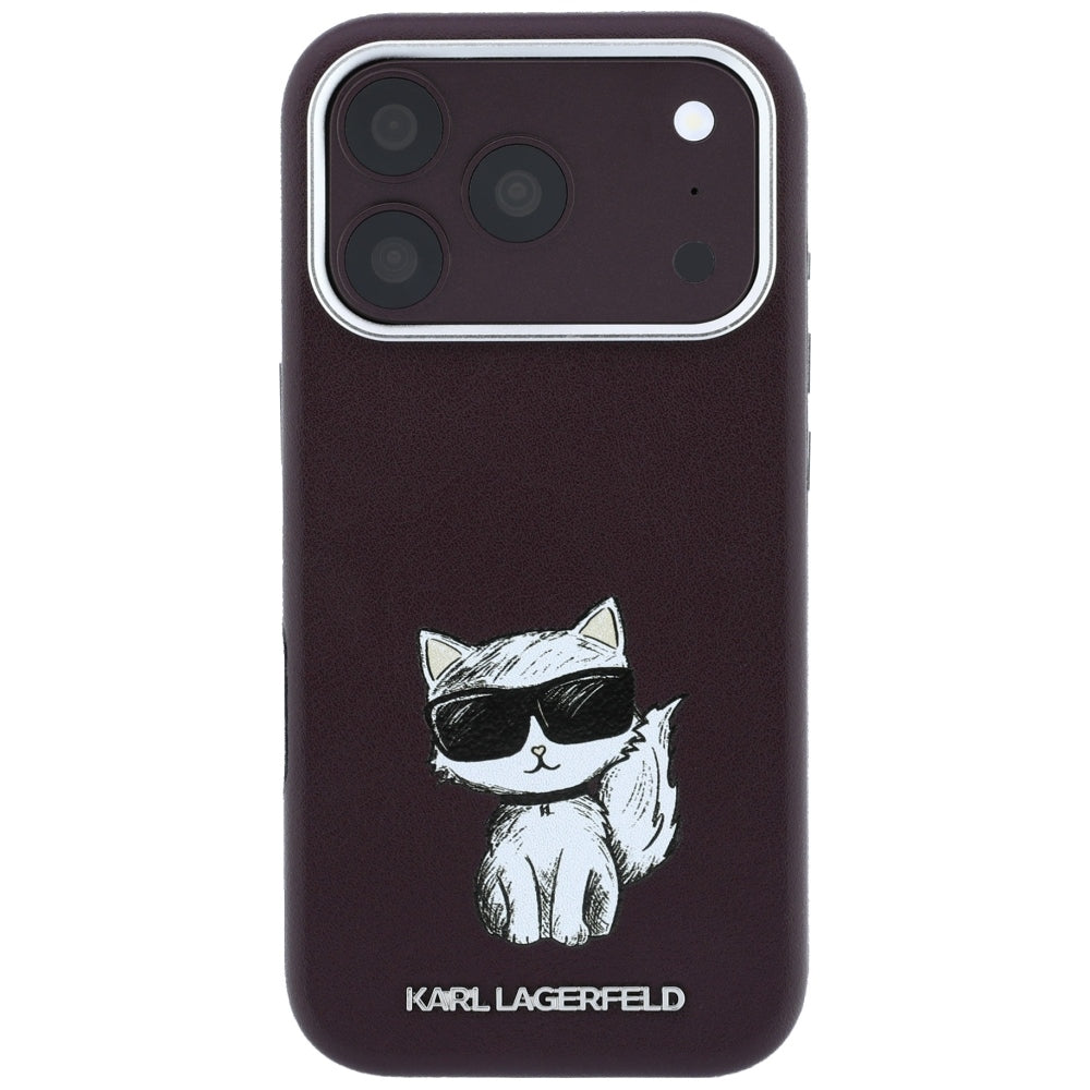 Karl Lagerfeld iPhone 17 Pro/iPhone 18 Pro Deksel Smooth Choupette Sketch Burgundy