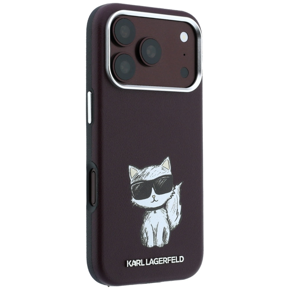 Karl Lagerfeld iPhone 17 Pro/iPhone 18 Pro Deksel Smooth Choupette Sketch Burgundy