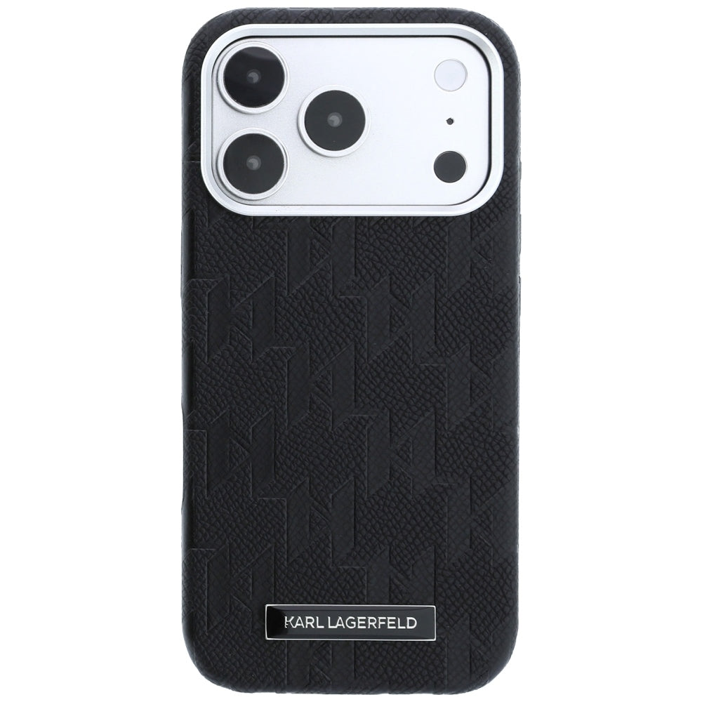 Karl Lagerfeld iPhone 17 Pro Max/iPhone 18 Pro Max Deksel Grained Mono Resin Logo Svart
