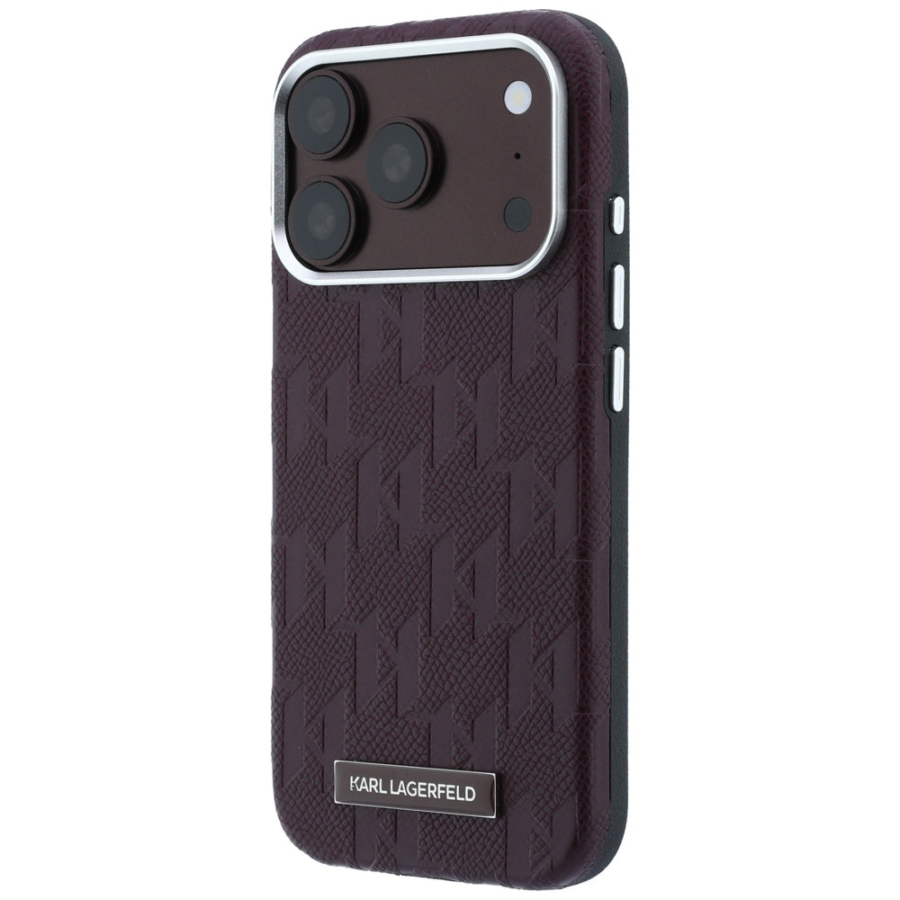 Karl Lagerfeld iPhone 17 Pro Max/iPhone 18 Pro Max Deksel Grained Mono Resin Logo Burgundy