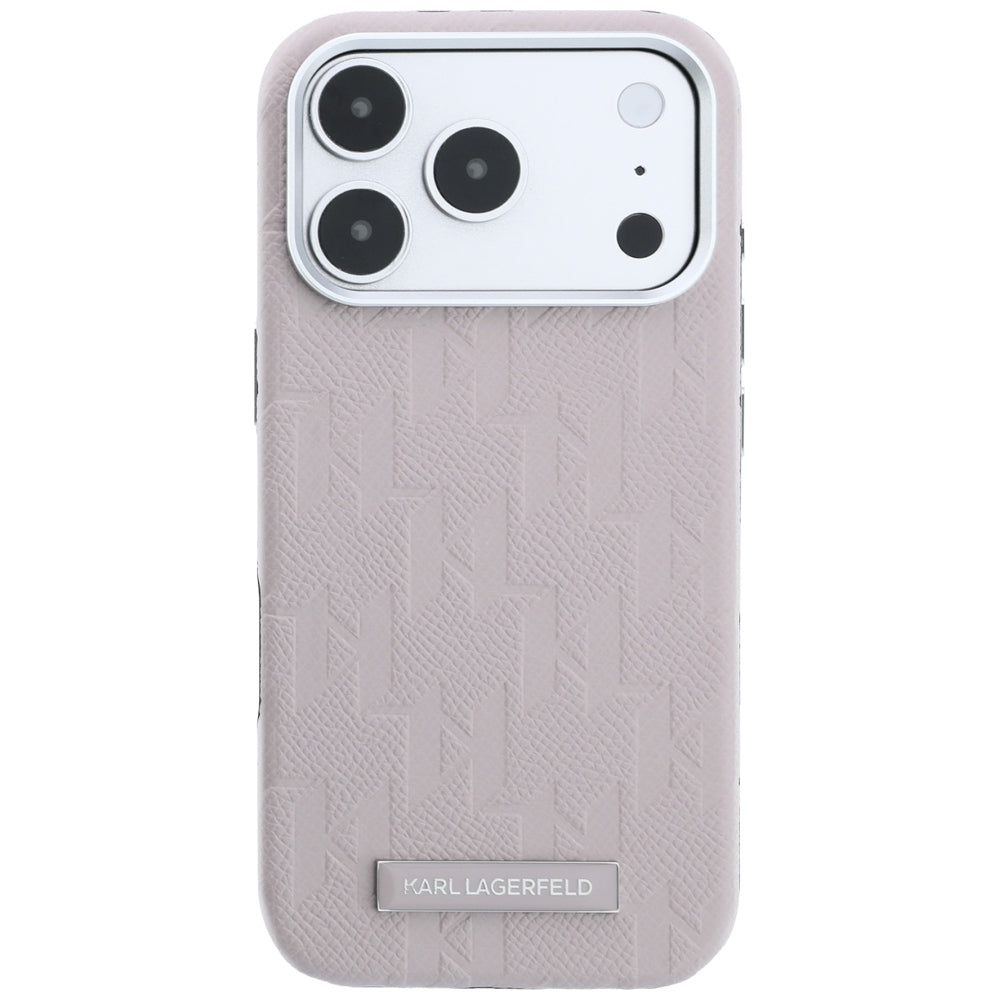 Karl Lagerfeld iPhone 17 Pro/iPhone 18 Pro Deksel Grained Mono Resin Logo Rosa