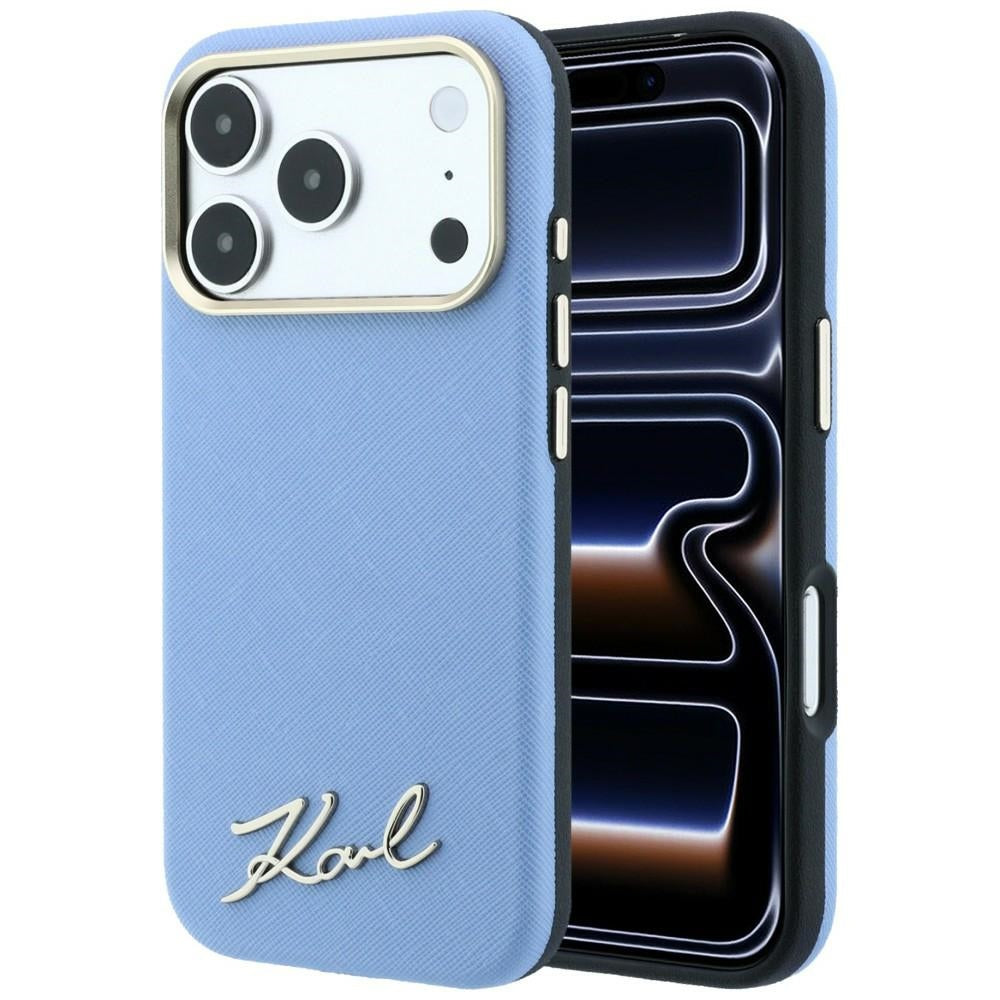 Karl Lagerfeld iPhone 17 Pro Max/iPhone 18 Pro Max Deksel Script-logo Blå