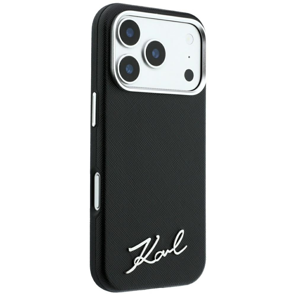 Karl Lagerfeld iPhone 17 Pro Max/iPhone 18 Pro Max Deksel Saffiano Script Logo Svart