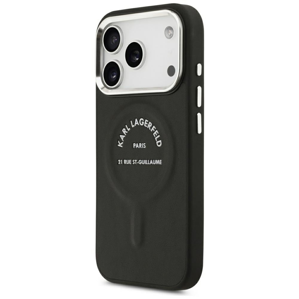 Karl Lagerfeld iPhone 17 Pro Max/iPhone 18 Pro Max Deksel med preget ring og RSG-logo Svart
