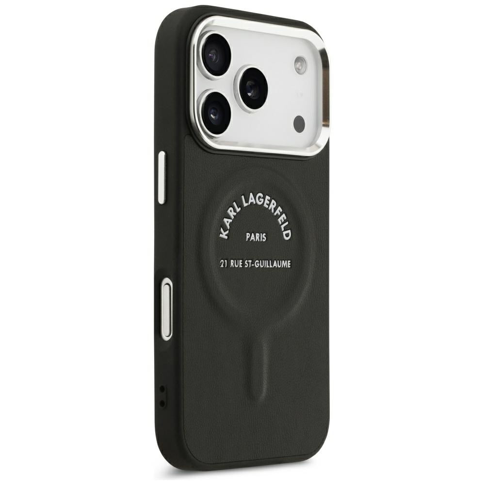 Karl Lagerfeld iPhone 17 Pro Max/iPhone 18 Pro Max Deksel med preget ring og RSG-logo Svart