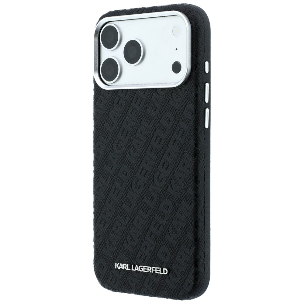 Karl Lagerfeld iPhone 17 Pro Max/iPhone 18 Pro Max Deksel Grained Allover Logo Svart