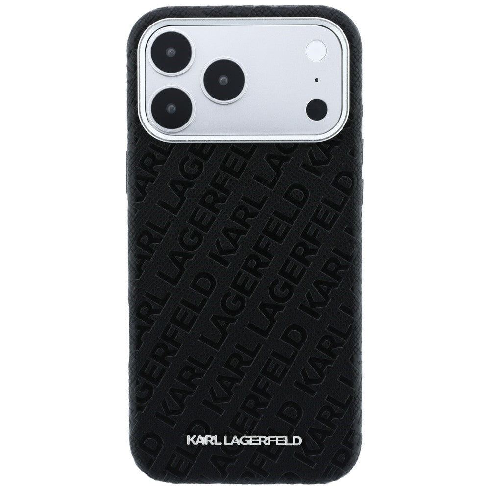 Karl Lagerfeld iPhone 17 Pro Max/iPhone 18 Pro Max Deksel Grained Allover Logo Svart