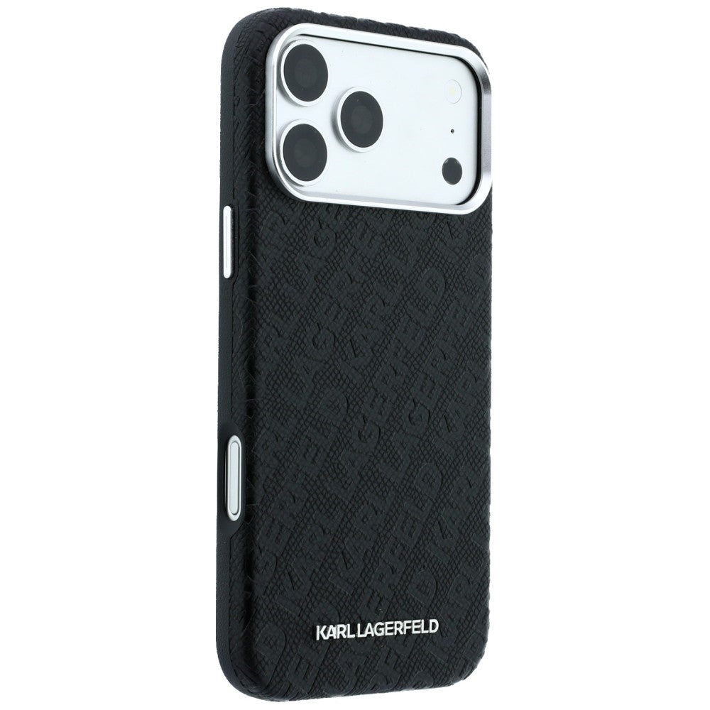 Karl Lagerfeld iPhone 17 Pro Max/iPhone 18 Pro Max Deksel Grained Allover Logo Svart