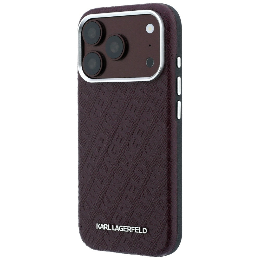 Karl Lagerfeld iPhone 17 Pro/iPhone 18 Pro Deksel Grained Allover Logo Burgundy
