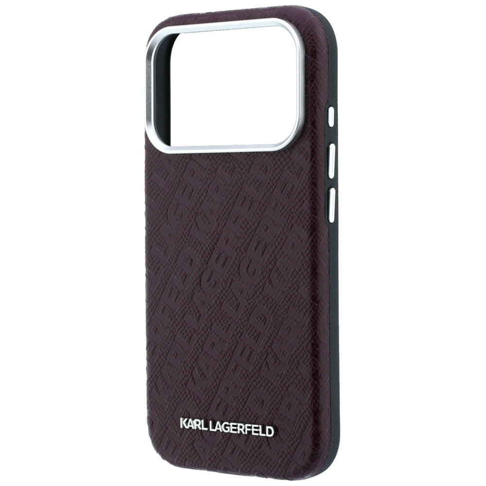 Karl Lagerfeld iPhone 17 Pro/iPhone 18 Pro Deksel Grained Allover Logo Burgundy