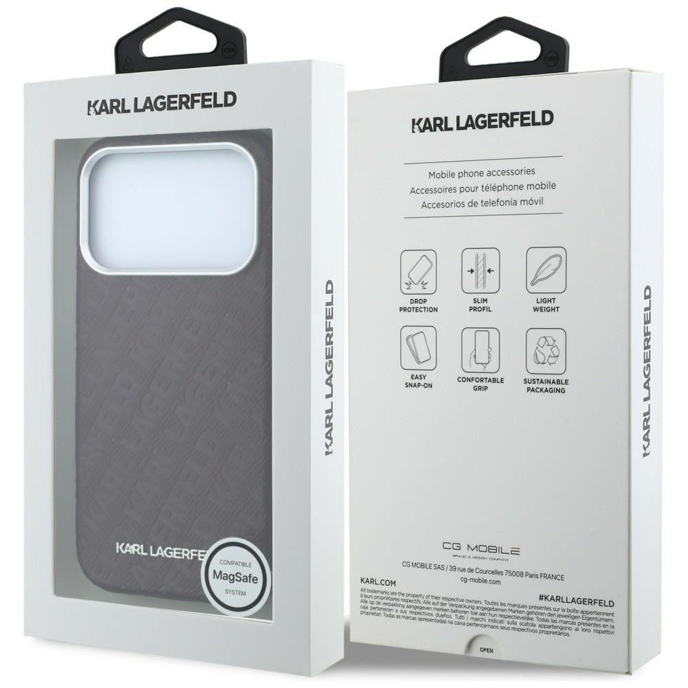 Karl Lagerfeld iPhone 17 Pro/iPhone 18 Pro Deksel Grained Allover Logo Burgundy