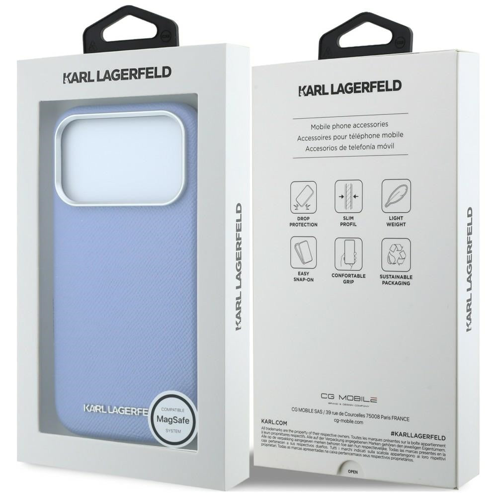 Karl Lagerfeld iPhone 17 Pro Max/iPhone 18 Pro Max Deksel Grained Logo Blå