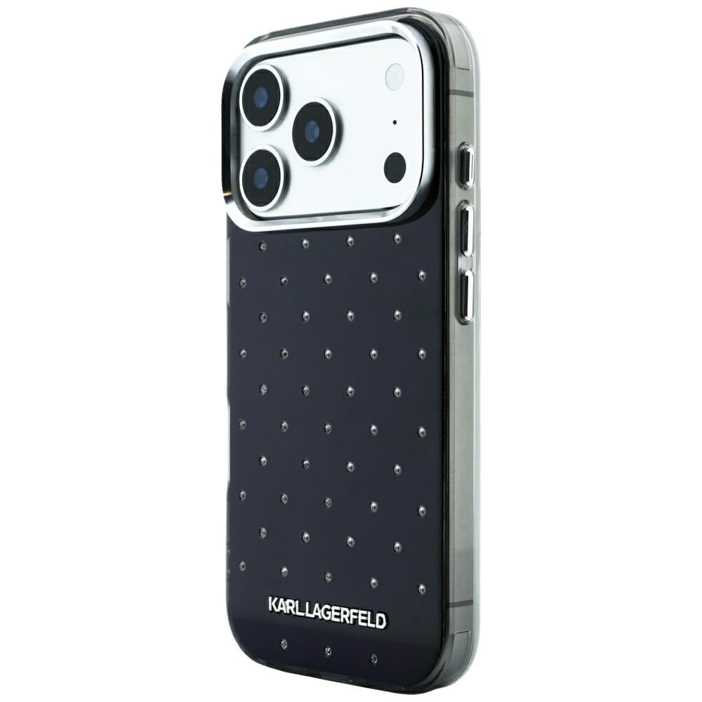 Karl Lagerfeld iPhone 17 Pro/iPhone 18 Pro Deksel Rhinestones Electroplated Logo Svart