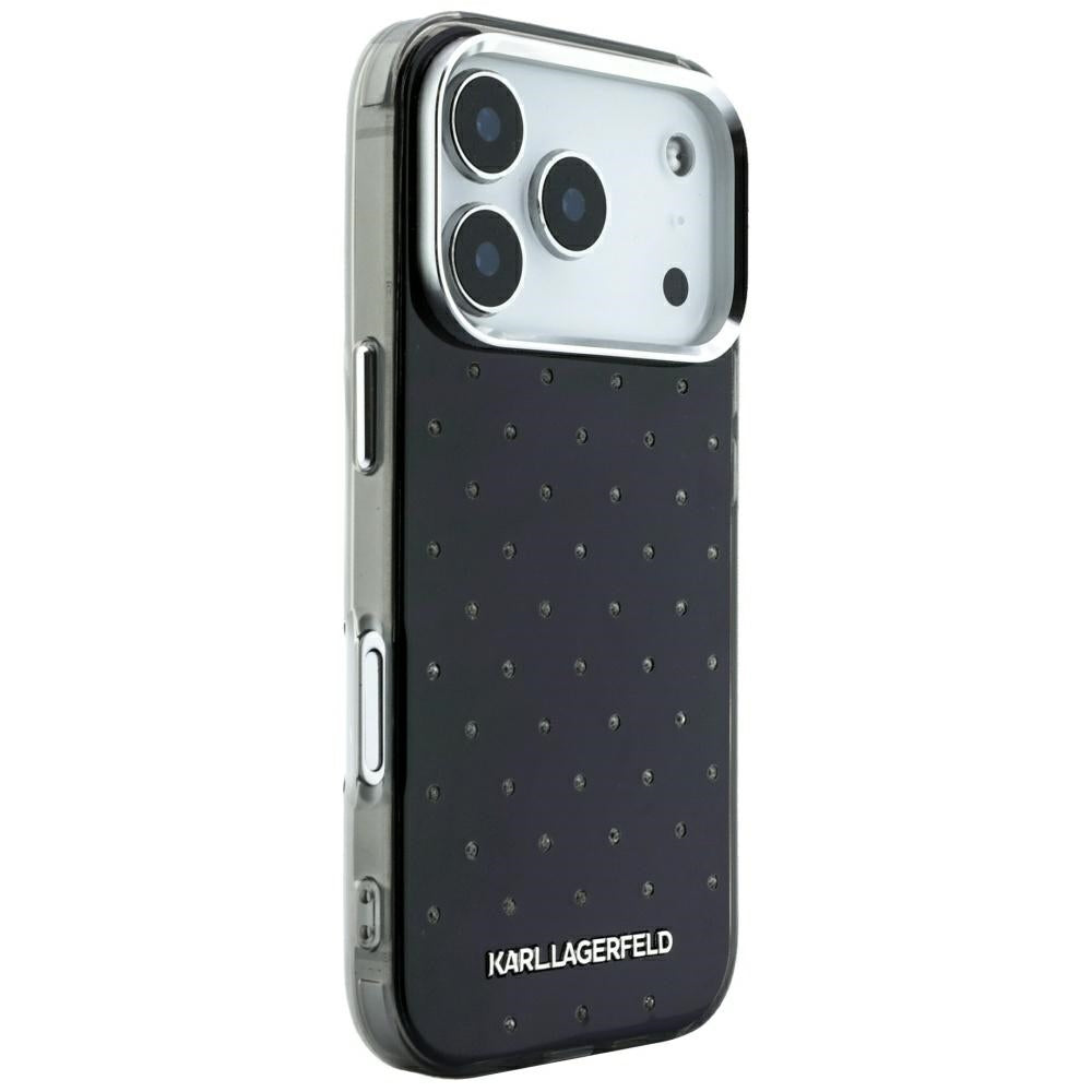 Karl Lagerfeld iPhone 17 Pro Max/iPhone 18 Pro Max Deksel Rhinestones Electroplated Logo Svart