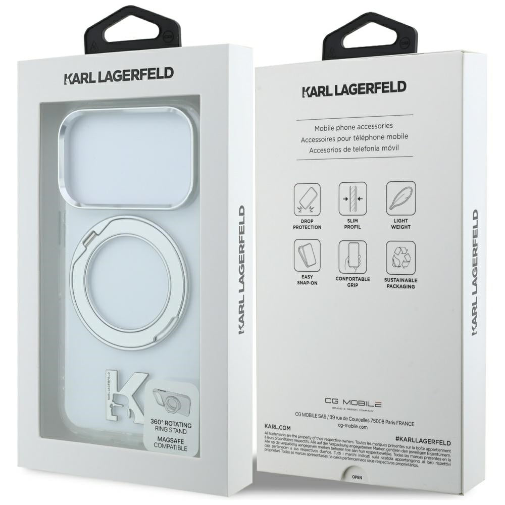 Karl Lagerfeld iPhone 17 Pro Max/iPhone 18 Pro Max Deksel Ring Stand Kameo Klar