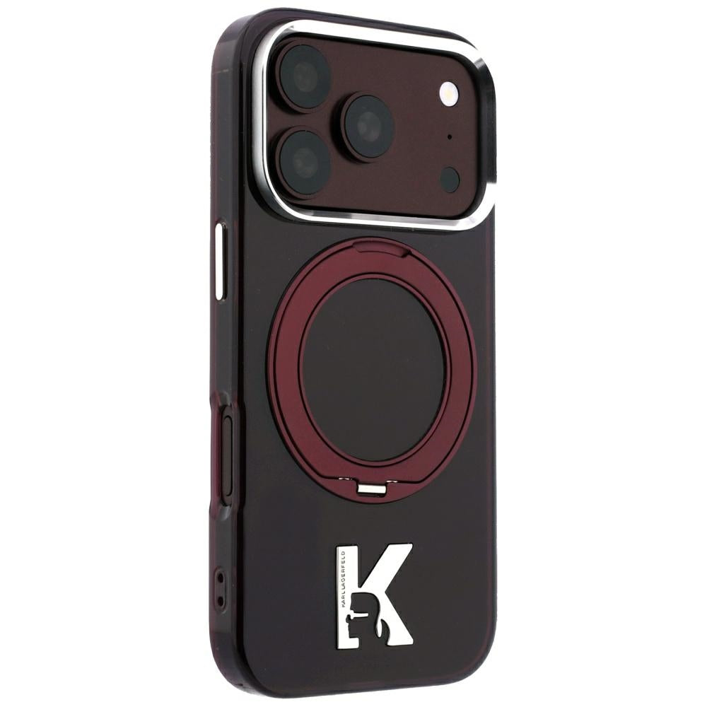 Karl Lagerfeld iPhone 17 Pro/iPhone 18 Pro Deksel Ring Stand Kameo burgunder