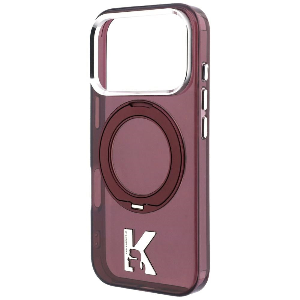 Karl Lagerfeld iPhone 17 Pro/iPhone 18 Pro Deksel Ring Stand Kameo burgunder