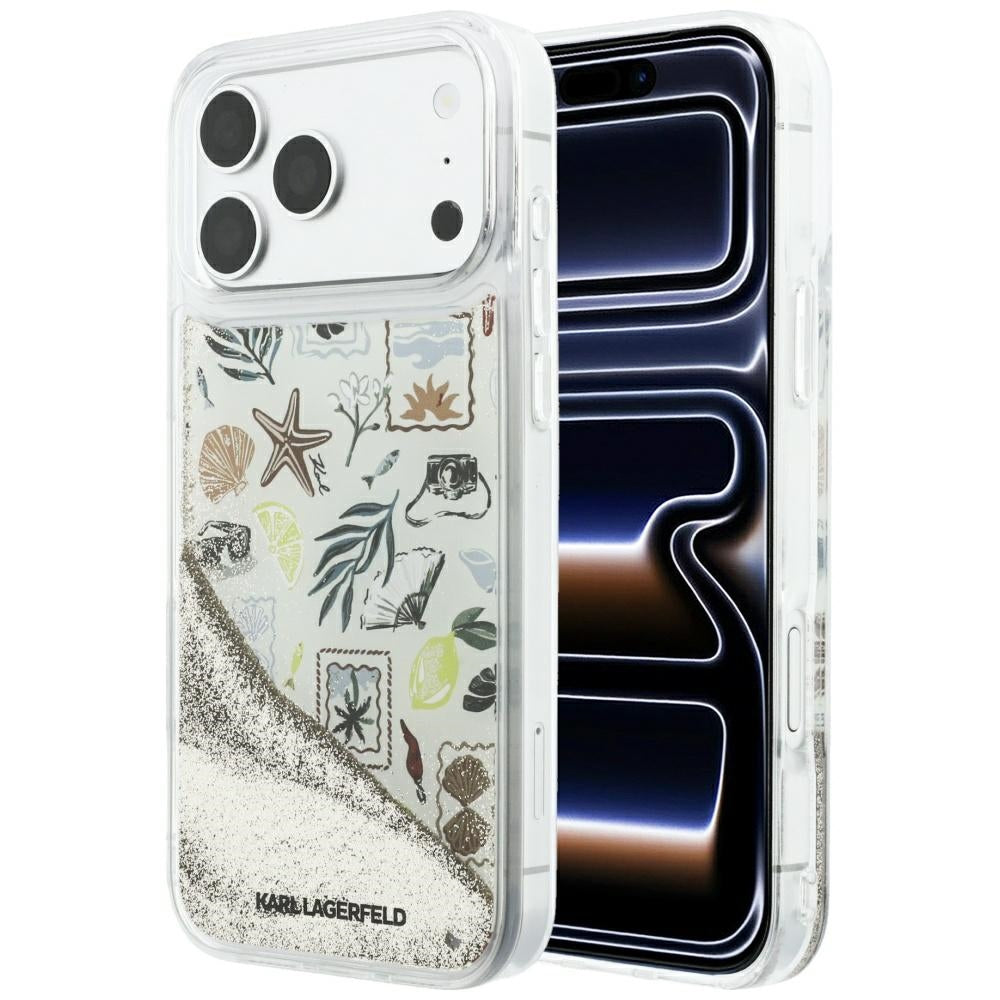 Karl Lagerfeld Deksel til iPhone 17 Pro Max/iPhone 18 Pro Max Liquid Glitter Beach Beige