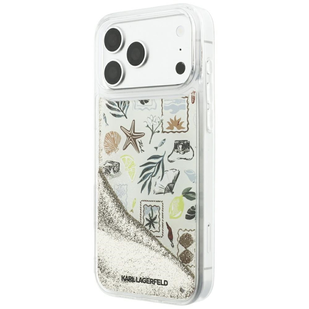 Karl Lagerfeld Deksel til iPhone 17 Pro Max/iPhone 18 Pro Max Liquid Glitter Beach Beige
