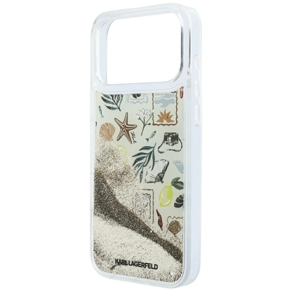 Karl Lagerfeld Deksel til iPhone 17 Pro Max/iPhone 18 Pro Max Liquid Glitter Beach Beige