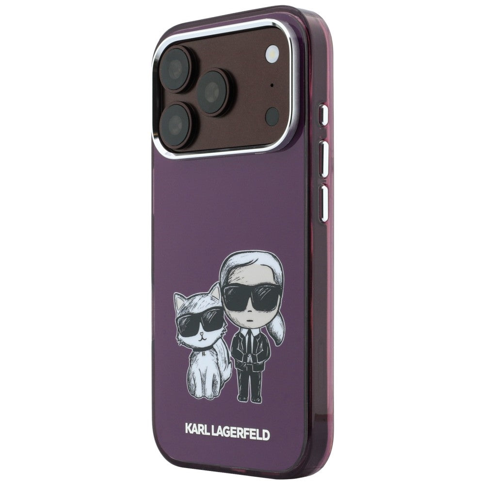 Karl Lagerfeld iPhone 17 Pro/iPhone 18 Pro Deksel Karl & Choupette Sketch Burgundy
