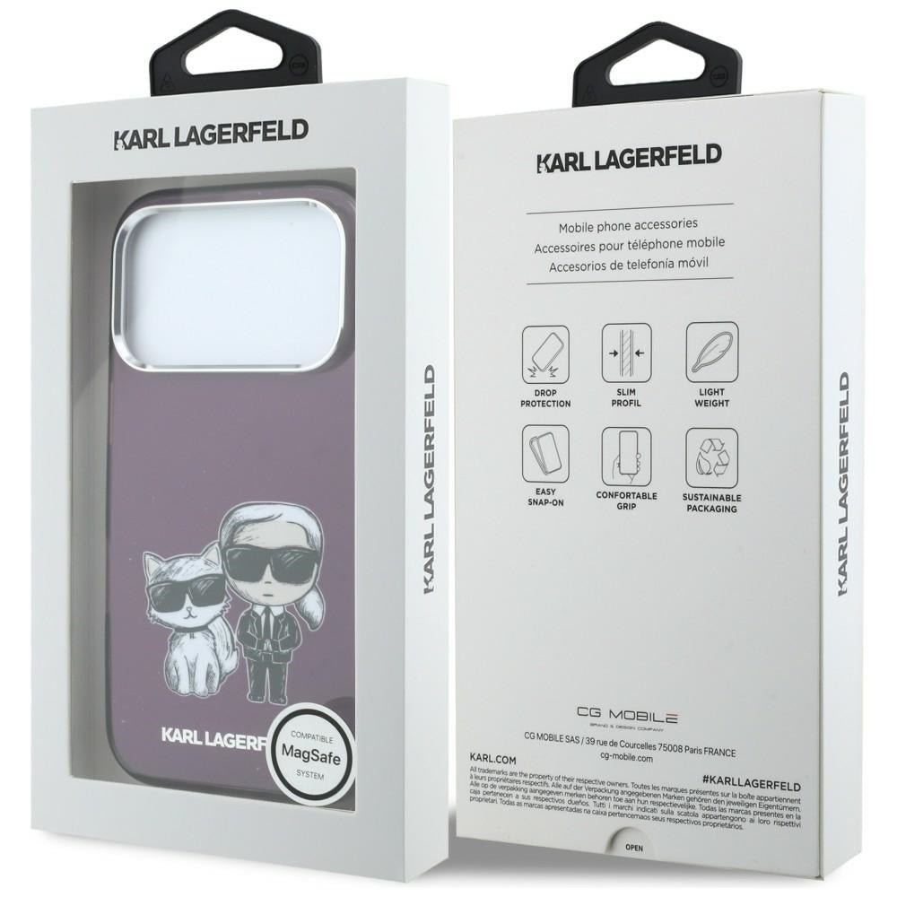 Karl Lagerfeld iPhone 17 Pro/iPhone 18 Pro Deksel Karl & Choupette Sketch Burgundy