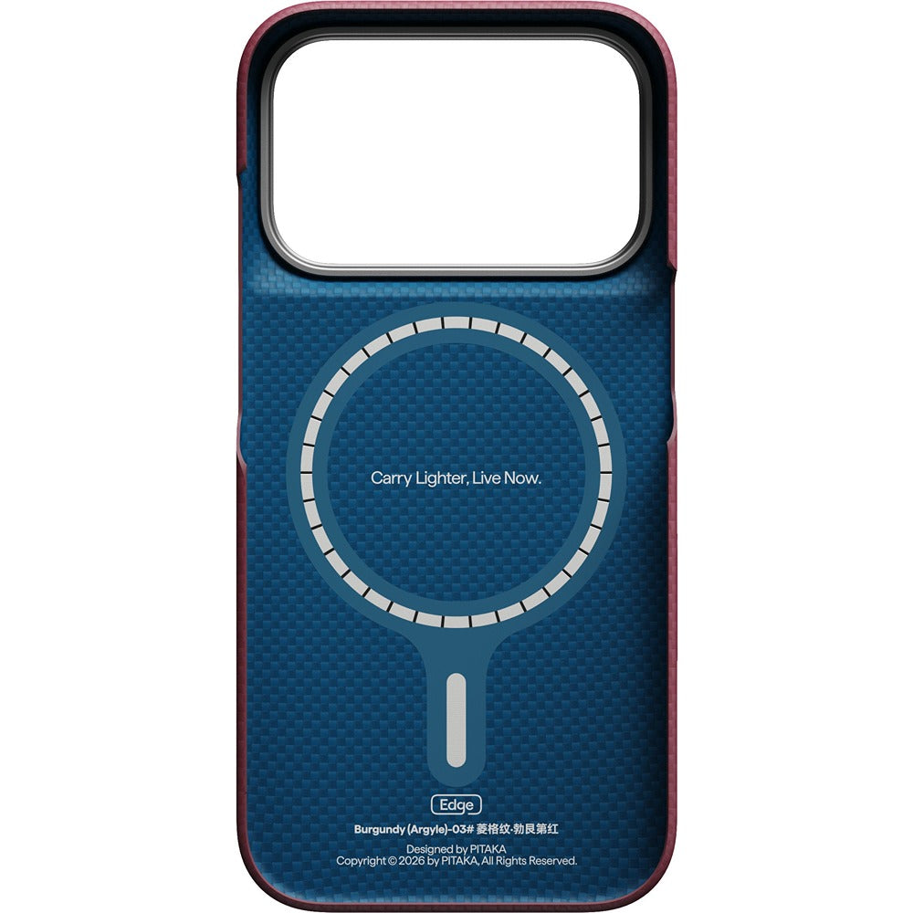 Pitaka iPhone 17 Pro/iPhone 18 Pro Deksel Edge MagSafe Argyle Burgundy