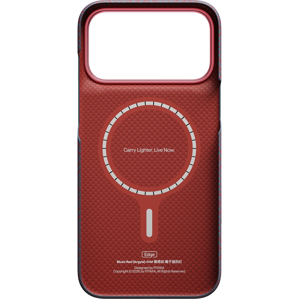 Pitaka iPhone 17 Pro Max/iPhone 18 Pro Max Deksel Edge MagSafe Argyle Blue's Red