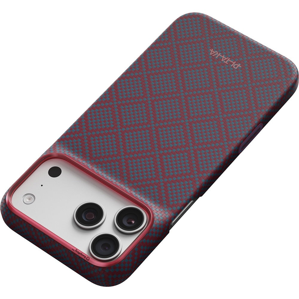 Pitaka iPhone 17 Pro Max/iPhone 18 Pro Max Deksel Edge MagSafe Argyle Blue's Red