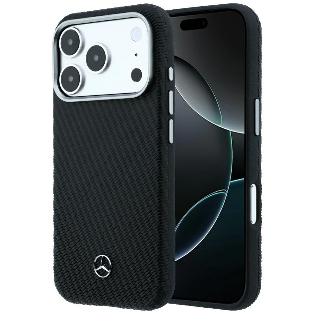 Mercedes Benz iPhone 17 Pro/iPhone 18 Pro Deksel i skinn med treeffekt Svart