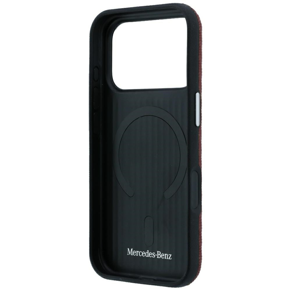 Mercedes Benz iPhone 17 Pro Max/iPhone 18 Pro Max Deksel i skinn med treeffekt, burgunder